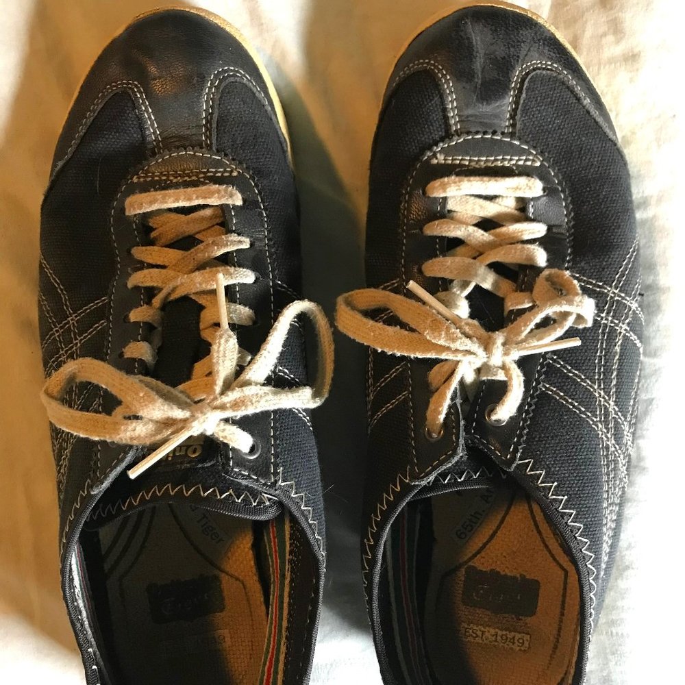 Asics Onitsuka Tiger By Mexico 66 Black Leather Unisex Shoes Men 7.5 Women 9.5